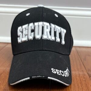 Black Security Cap with White Lettering